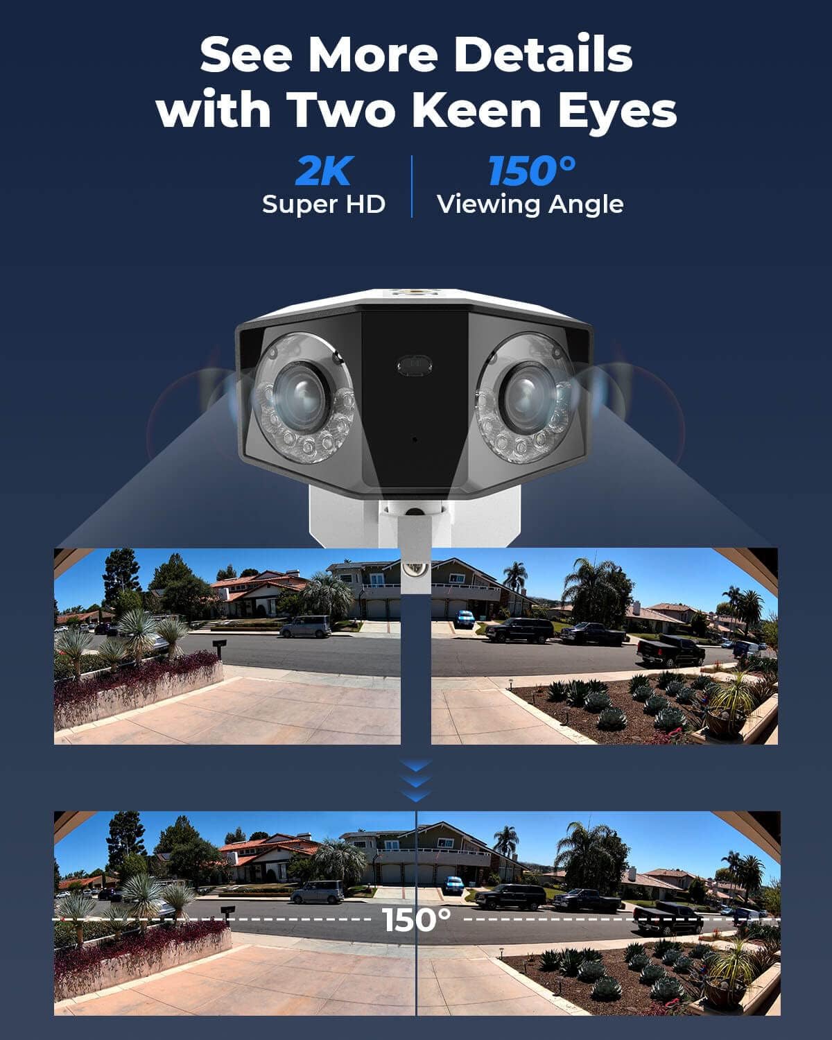 4MP Dual Lens Outdoor Security IP PoE Camera with Motion Spotlights J4392
