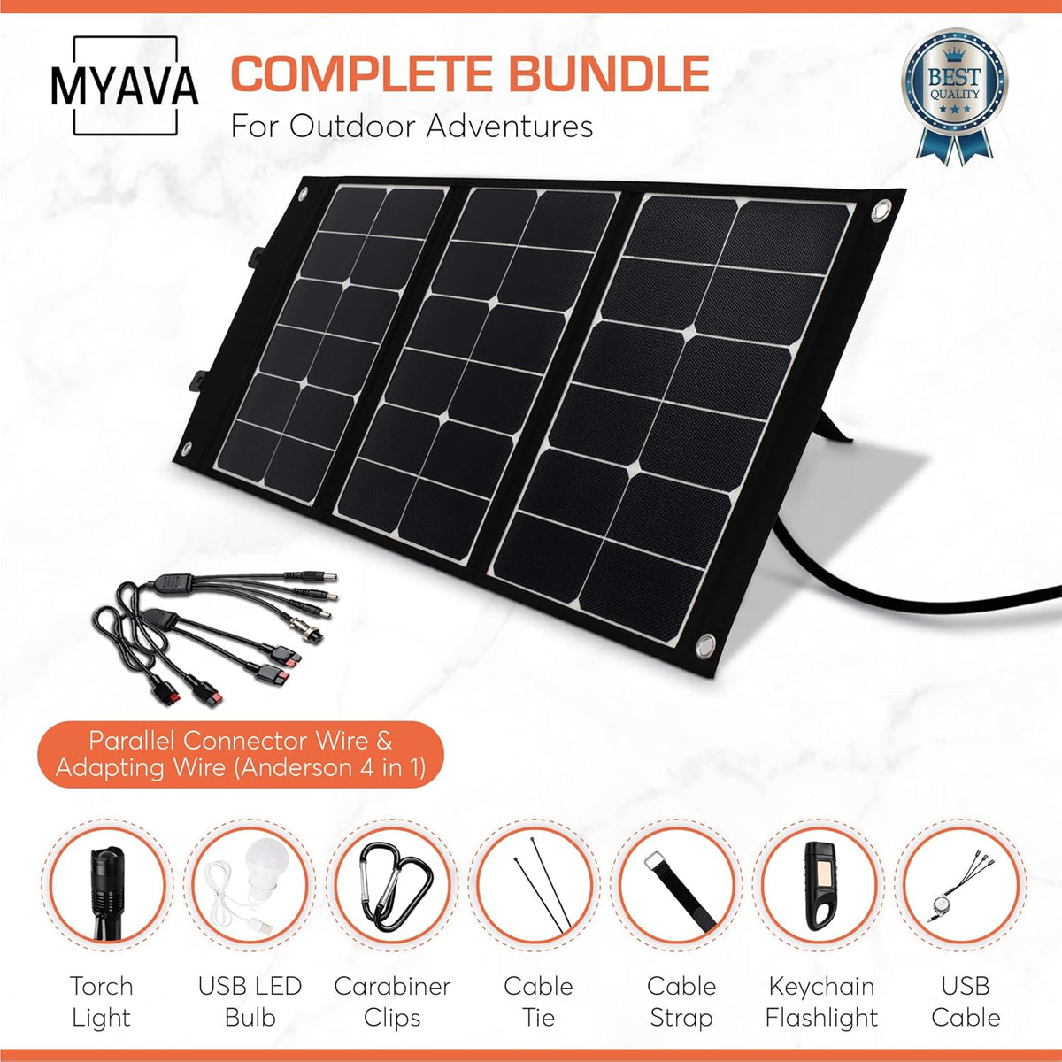 120W Monocrystalline Foldable Solar Panel with USB Ports, 18V DC Output N83617