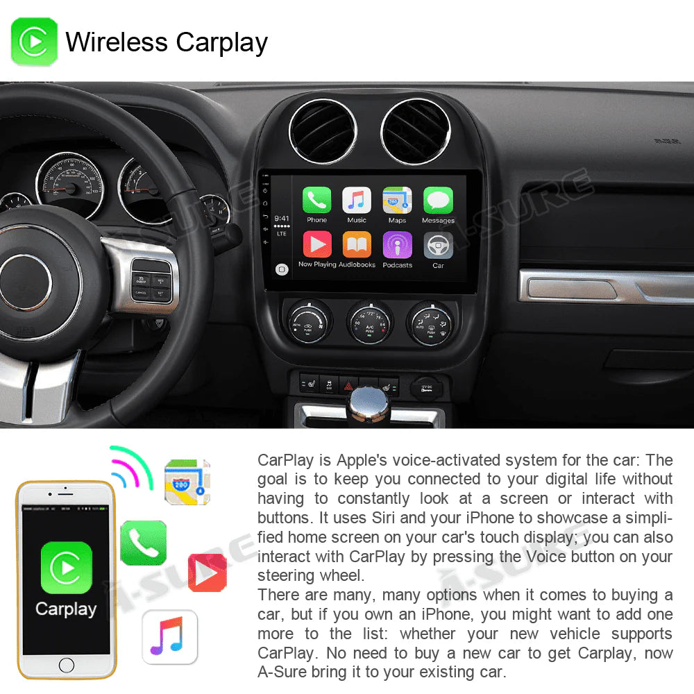 10 Wireless Carplay Android Car Radio Stereo 32GB C93528
