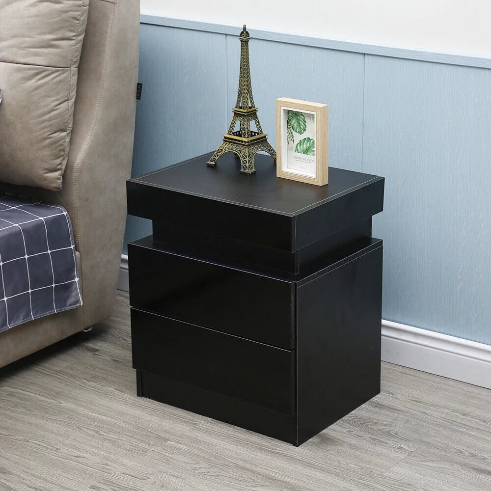 LED High Gloss 2 Drawer Nightstand C264532