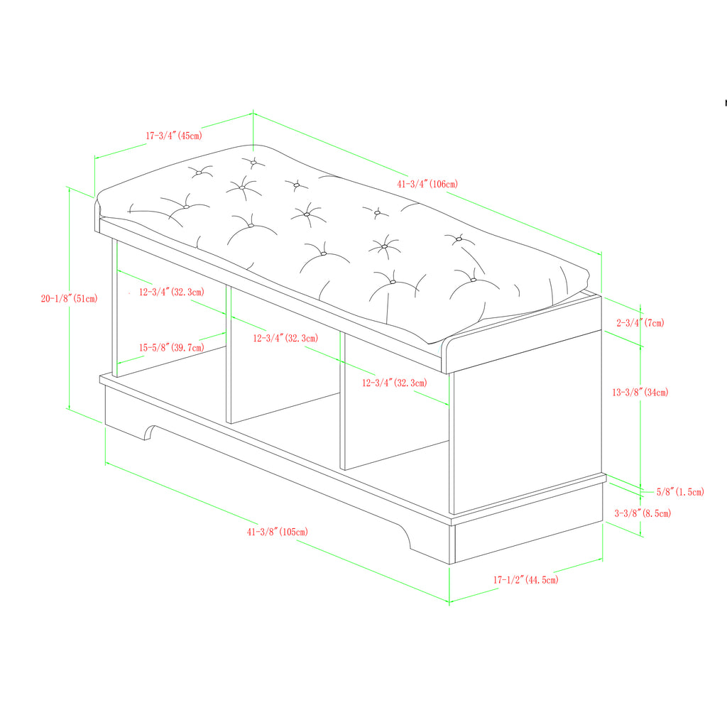 Grey Wash Tufted Storage Bench Y9933