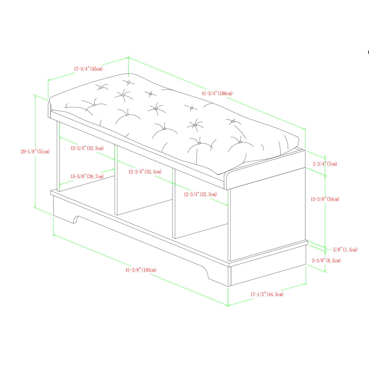 Grey Wash Tufted Storage Bench Y9933
