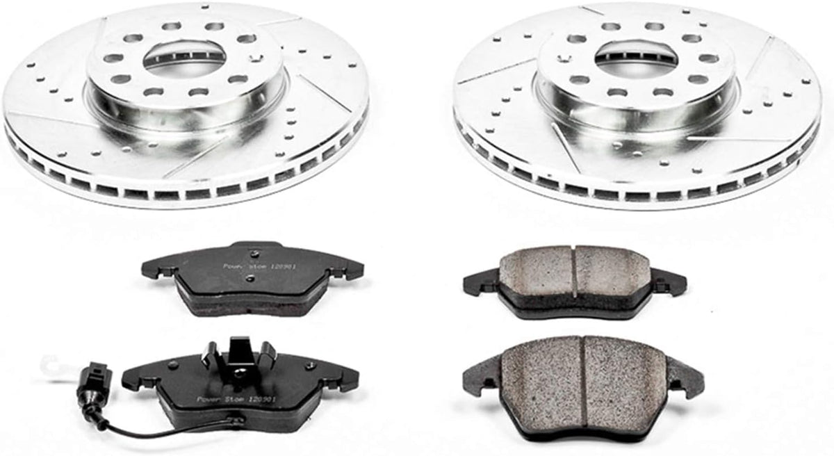 Front Z23 Carbon Fiber Brake Pads with Drilled & Slotted Brake Rotors Kit T725367