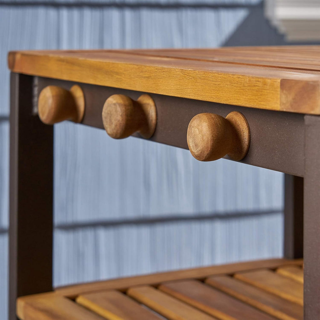 Teak Finish Outdoor Bar Cart D921278