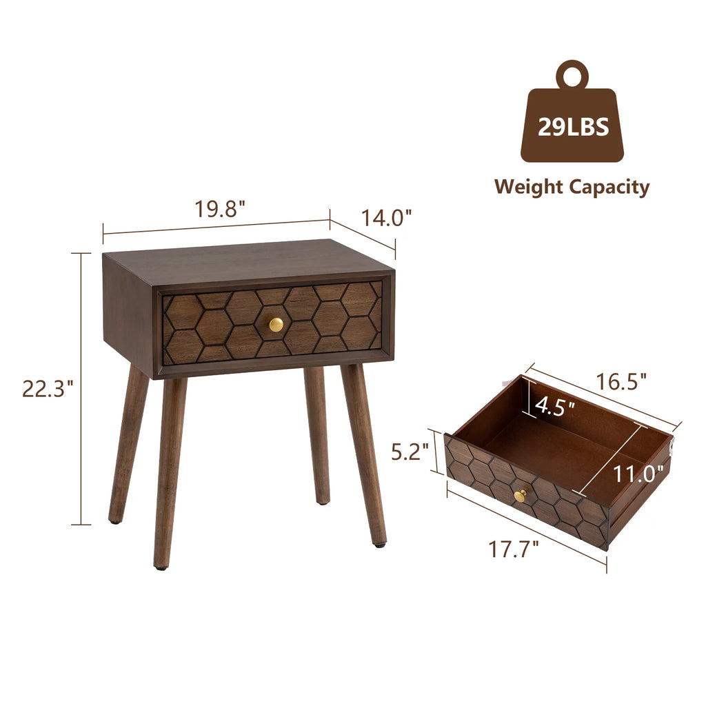 Brown MDF Nightstand with Drawer F906951