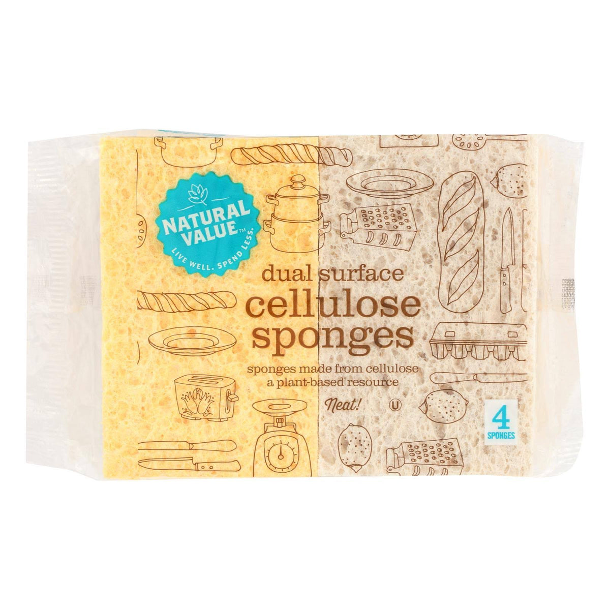 Cellulose Sponges Case of 24, 4 Count U35339