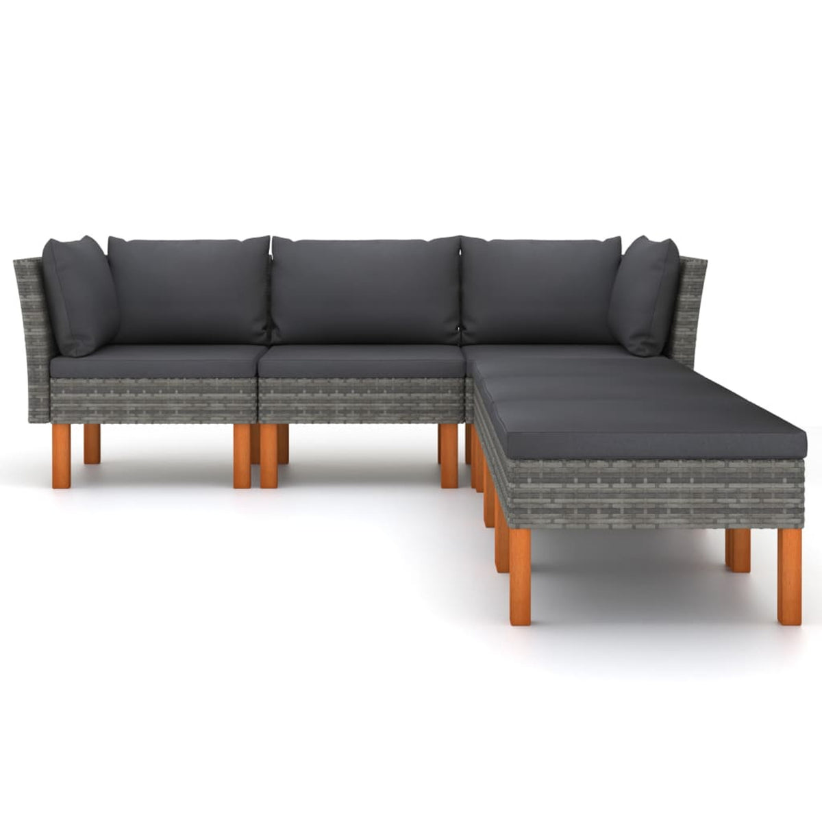 6 Piece Poly Rattan Garden Set with Cushions Gray J849942