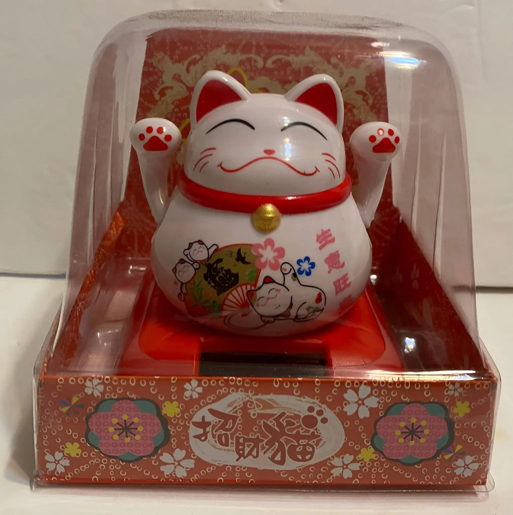 Solar Powered Dancing Toy Lucky Cat Waving Arm Maneki Neko 3 inch Set of 6 T978