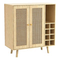 Modern Engineered Wood Bar Cabinet with Rattan Inlay in Oak D1279