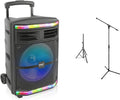 Portable Bluetooth PA Speaker System with Rechargeable Battery and Rolling Wheels G33386