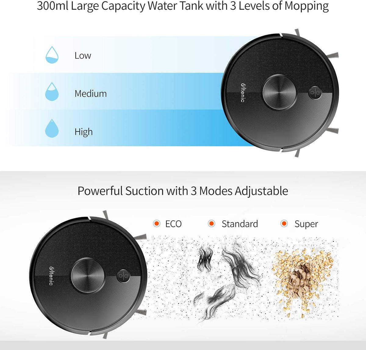 2500Pa Robot Vacuum and Mop with Boundary Strips K467