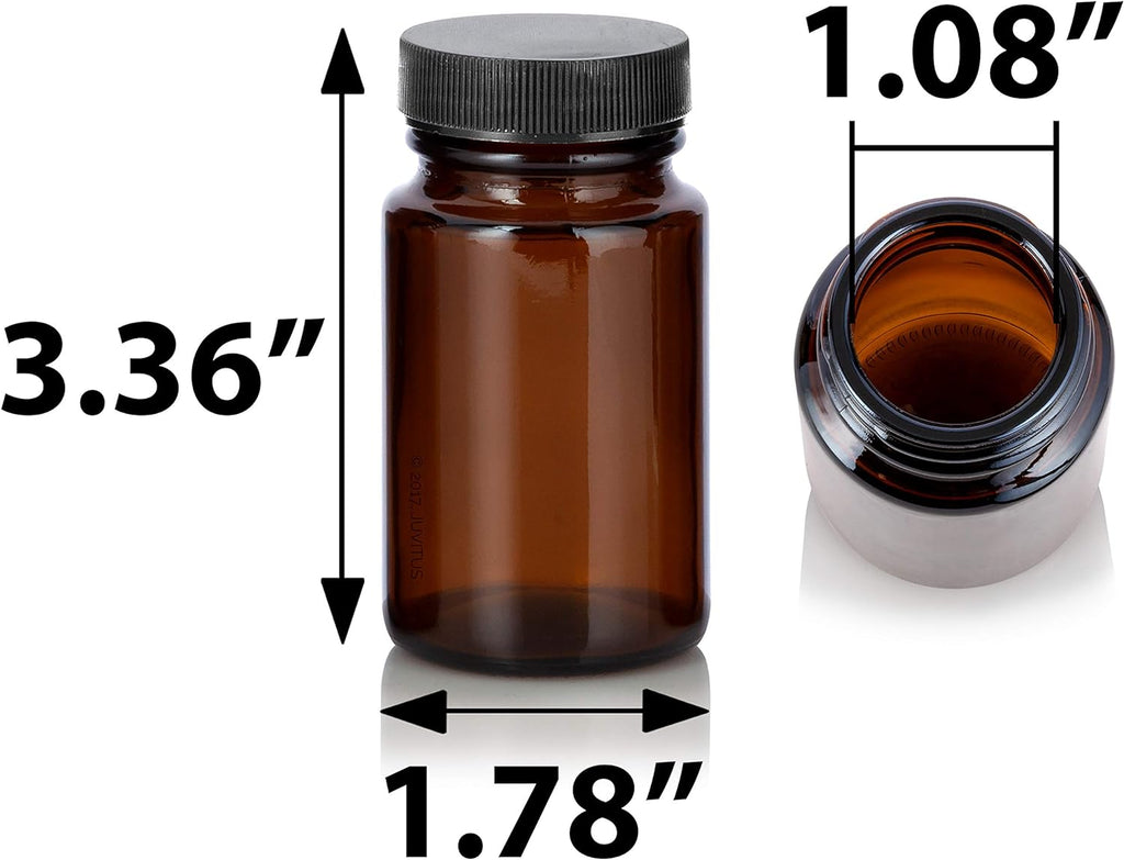 Amber Glass Packer Bottle With Black Ribbed Lid (24 Pack) T4262