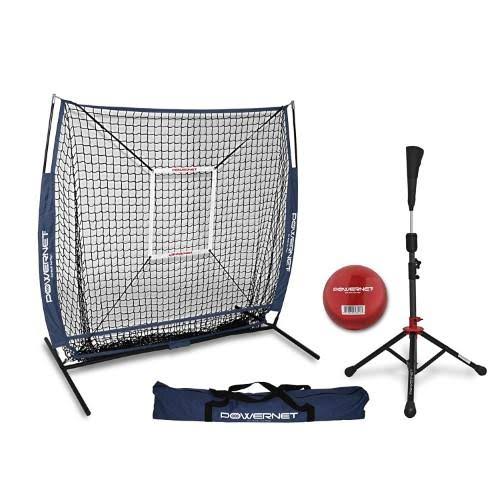 Powernet Practice Net 5 x 5 + Portable Tee Bundle with Strike Zone C9133