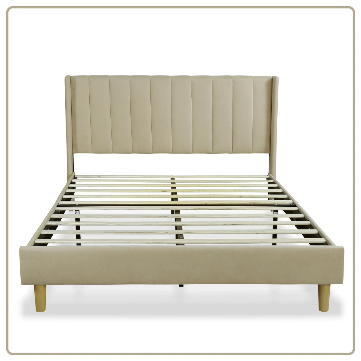 Full Low Profile Upholstered Platform Bed Dark-Grey Velvet P268