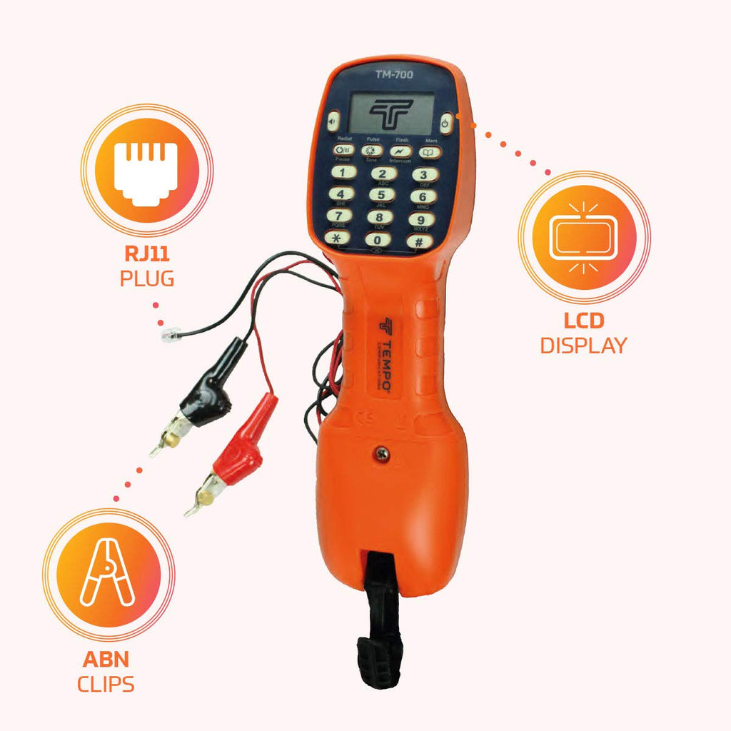 Telephone Test Set with LCD Display and Angled Bed-of-Nails Clips M147