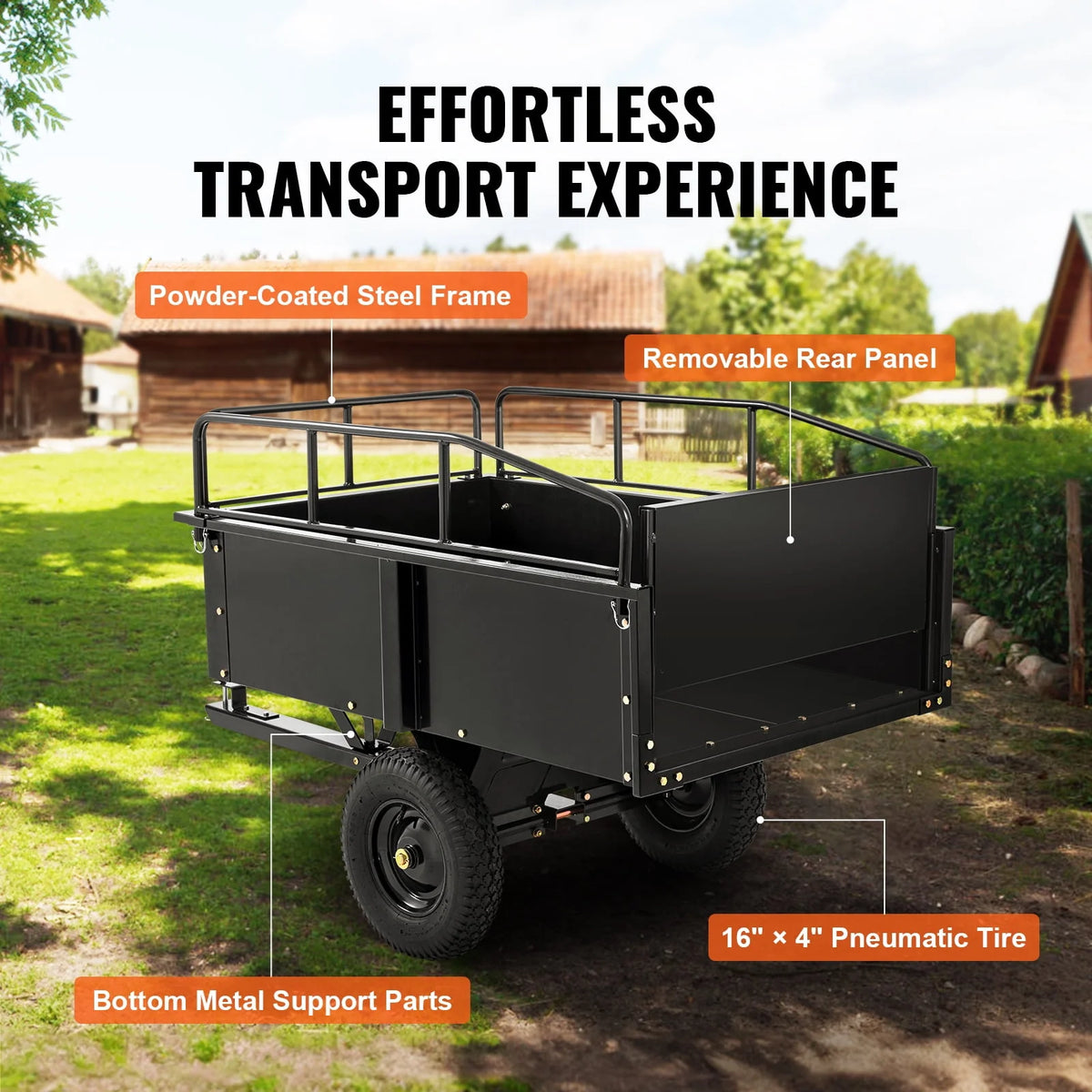 750 lbs 15 Cu. Ft Steel Utility Trailer with Removable Sides Q475