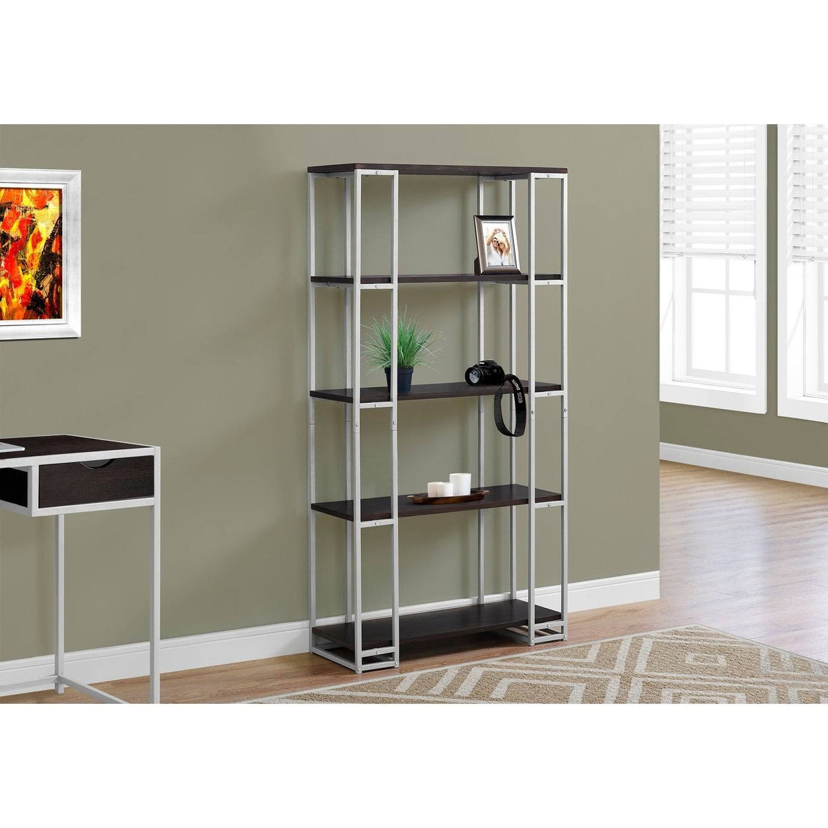 Silver Metal Bookcase H967