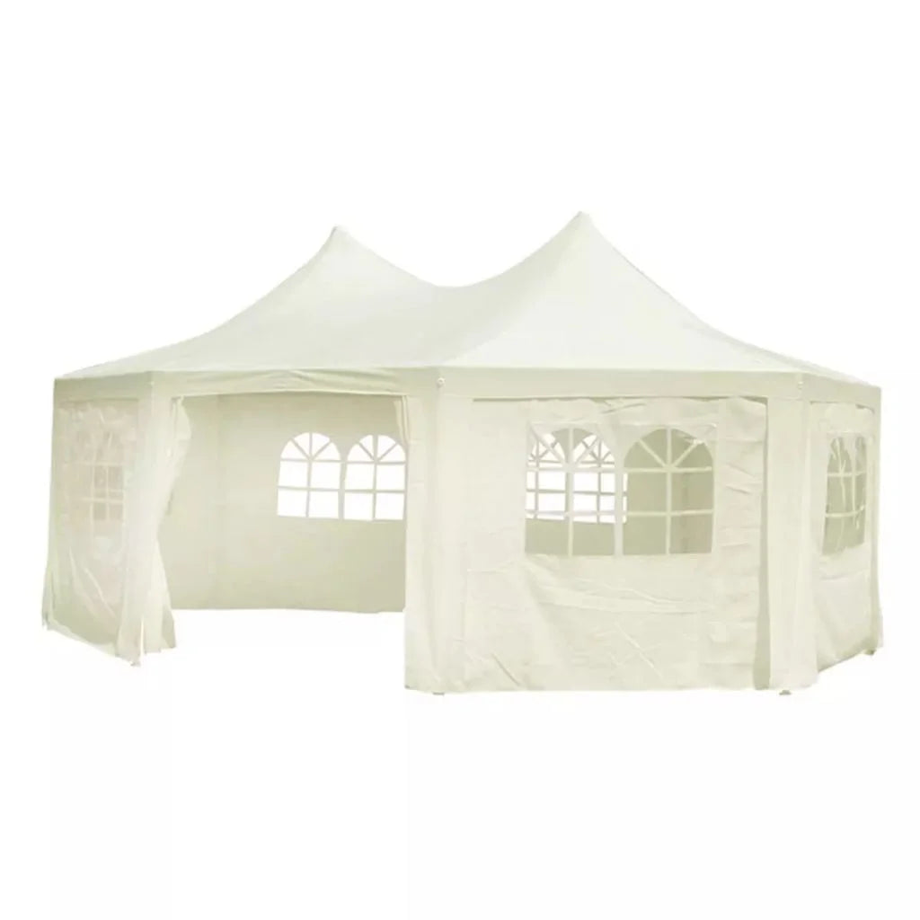 Octagonal Party Tent with 8 Sidewalls Cream White 20' x 15' x 12' B405
