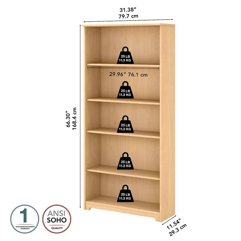 Natural Maple 5 Shelf Bookcase B25280