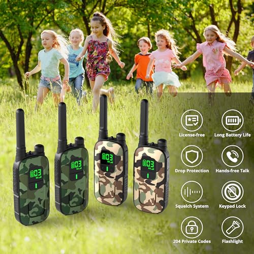 Rechargeable 4 Pack FRS Two Way Radio with Flashlight Earpiece S7394