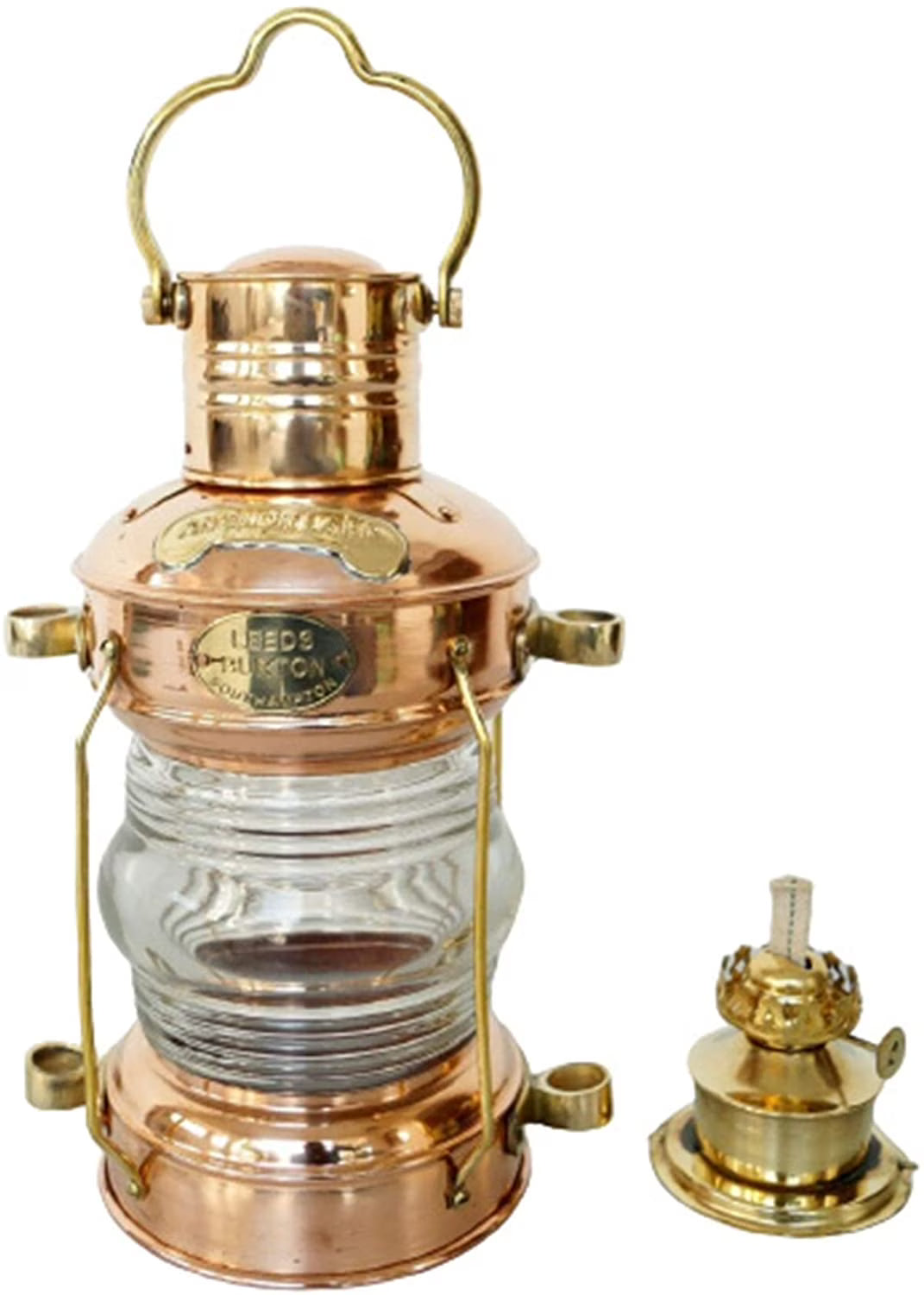 Brass & Copper Anchor Oil Lamp Ship Lantern P695