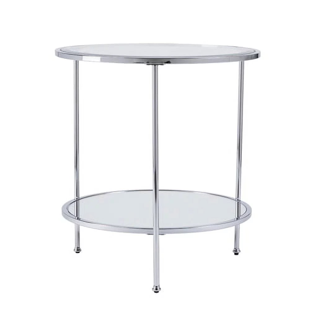 Mirrored Glass Round Coffee Table Set F74842