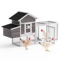 80" 2 Tier Wooden Chicken Coop with Pull Out Tray & Ramp J91726