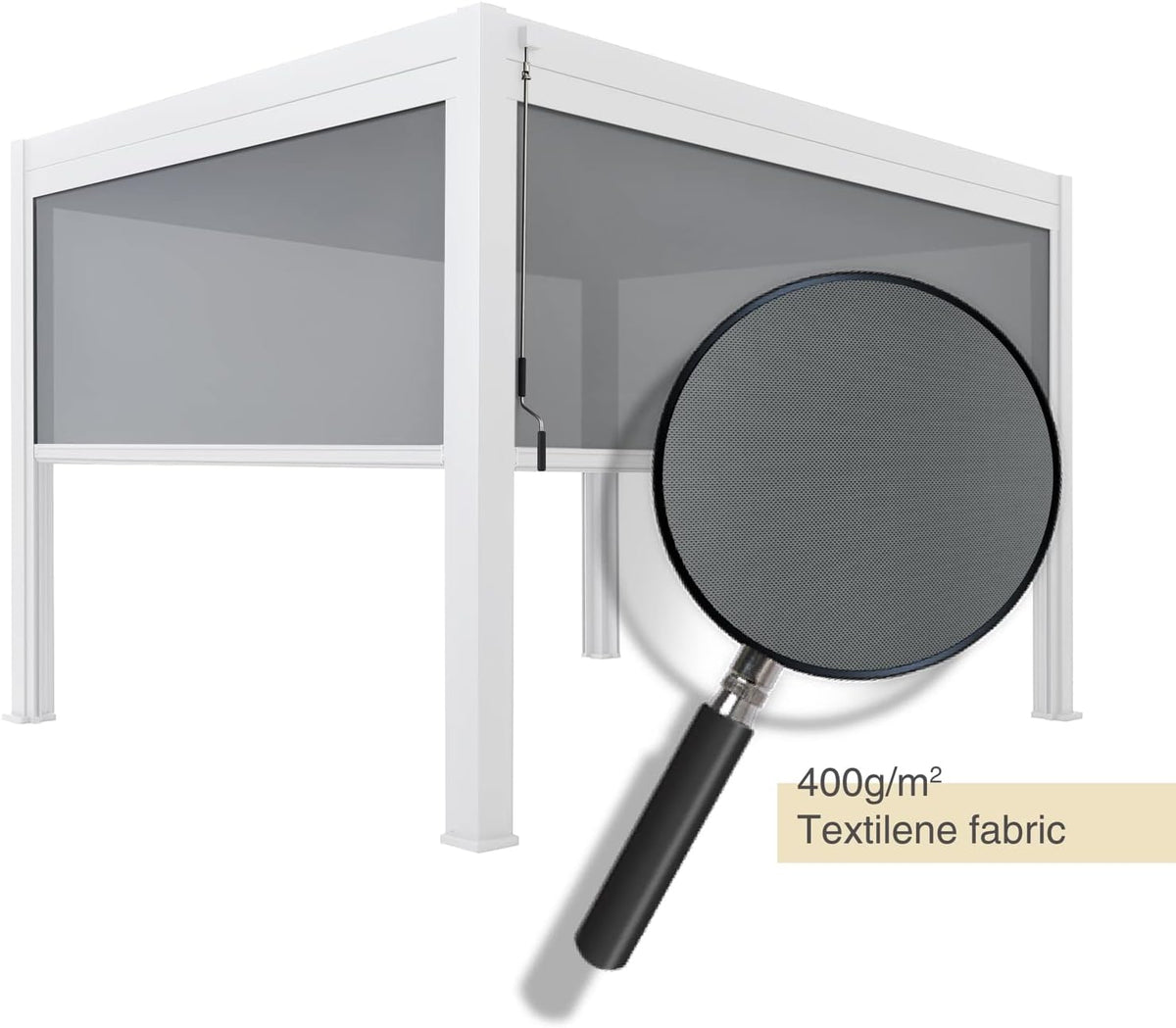 13' Aluminum Pull-Down Privacy Screen Pergola Divider (White) E948626