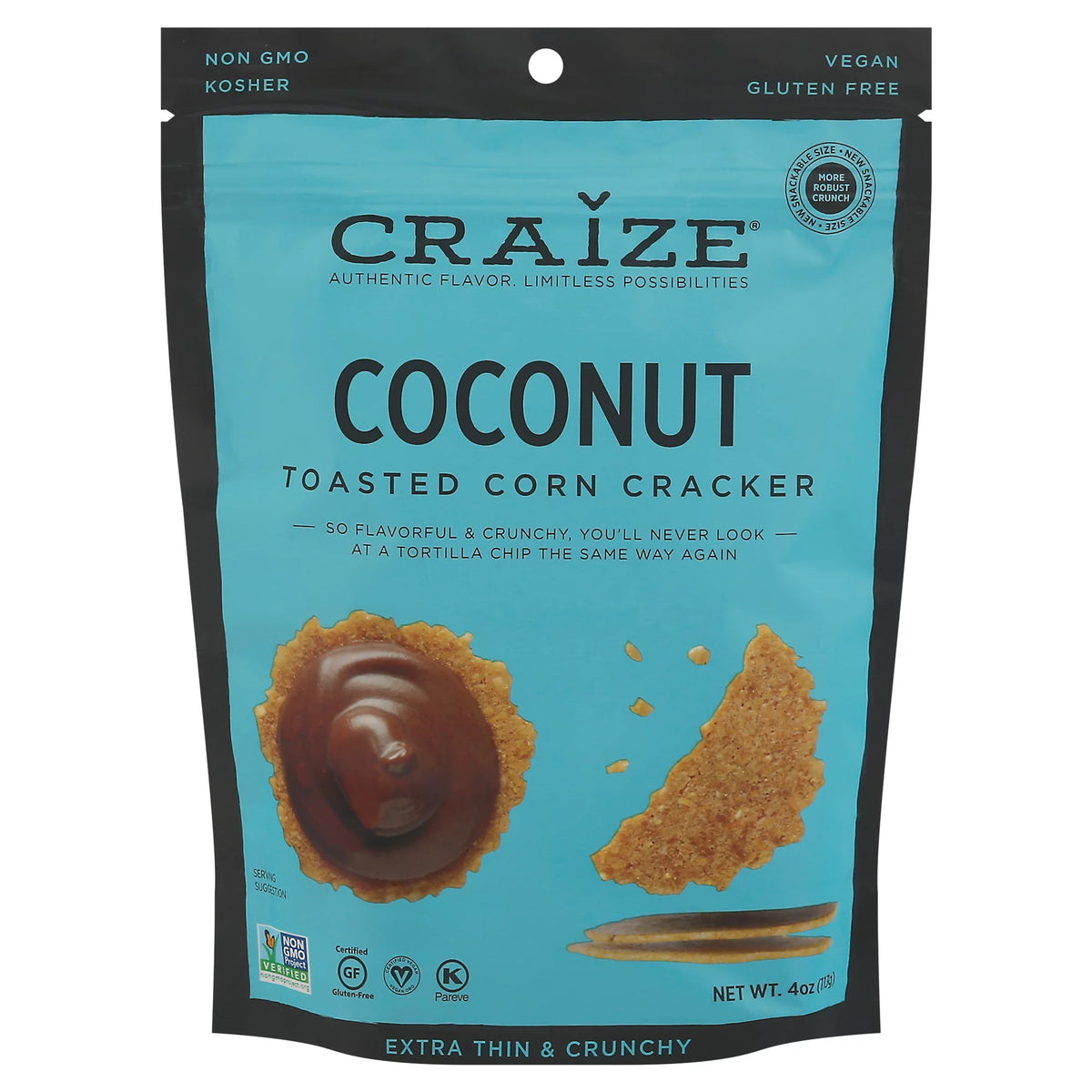 Extra Thin Toasted Corn Crisps Vegan Gluten Free 3 Pack Coconut F316