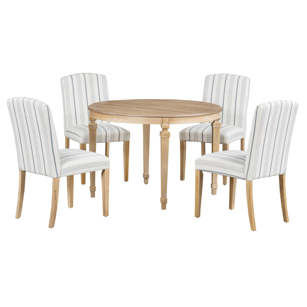 Round Dining Table Set for 4, 5-Piece Solid Wood M655110
