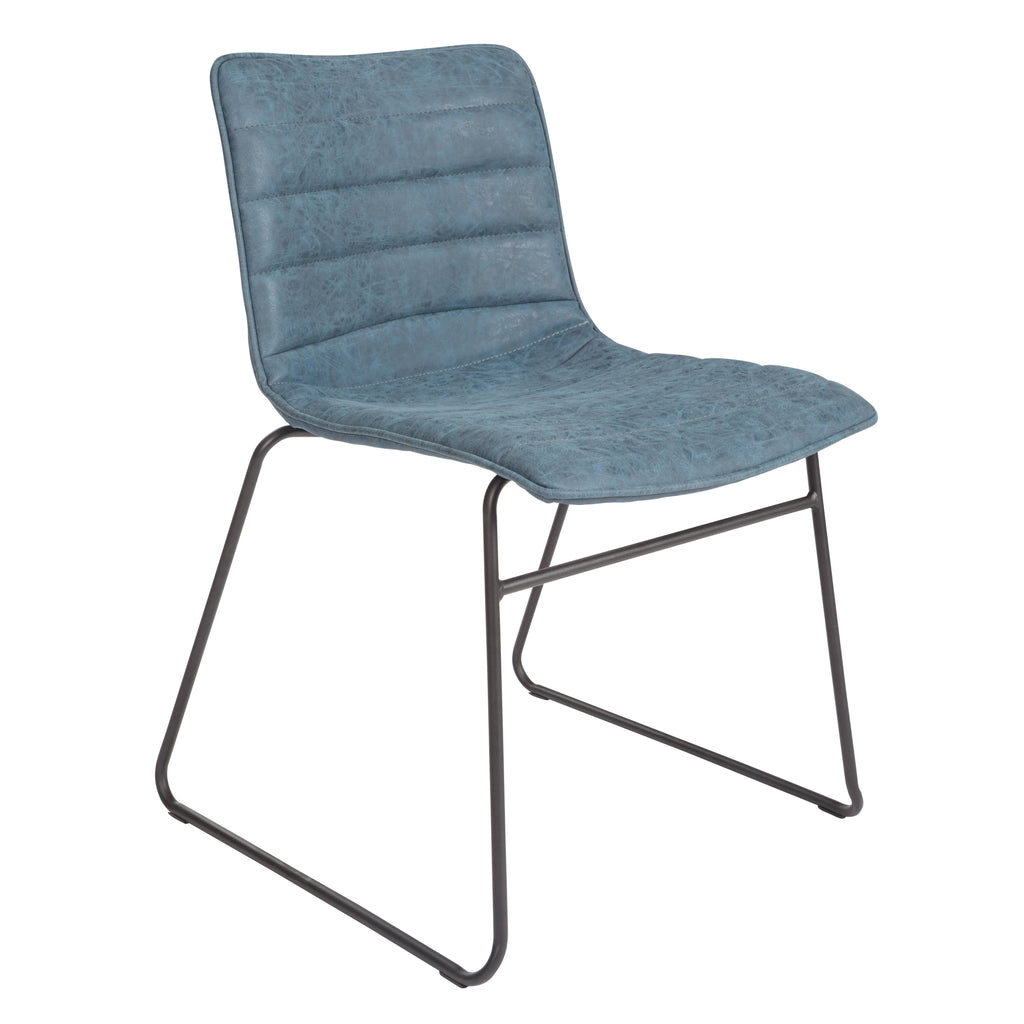 Navy Faux Leather Chair with Black Base (2-Pack) J2090