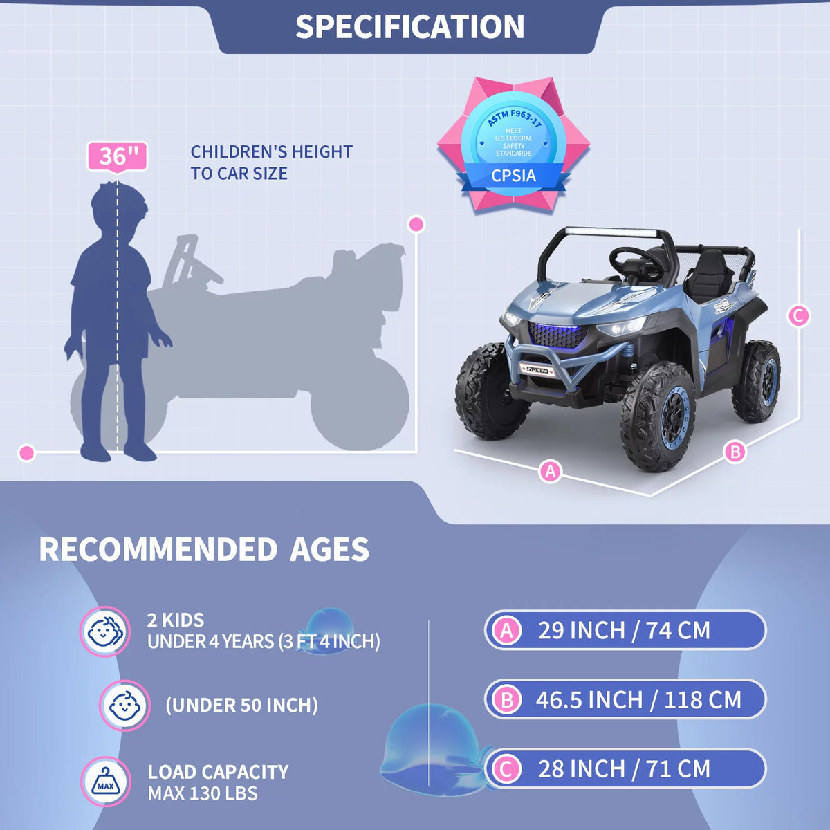 24V 2 Seater Kids Ride on UTV Car D366