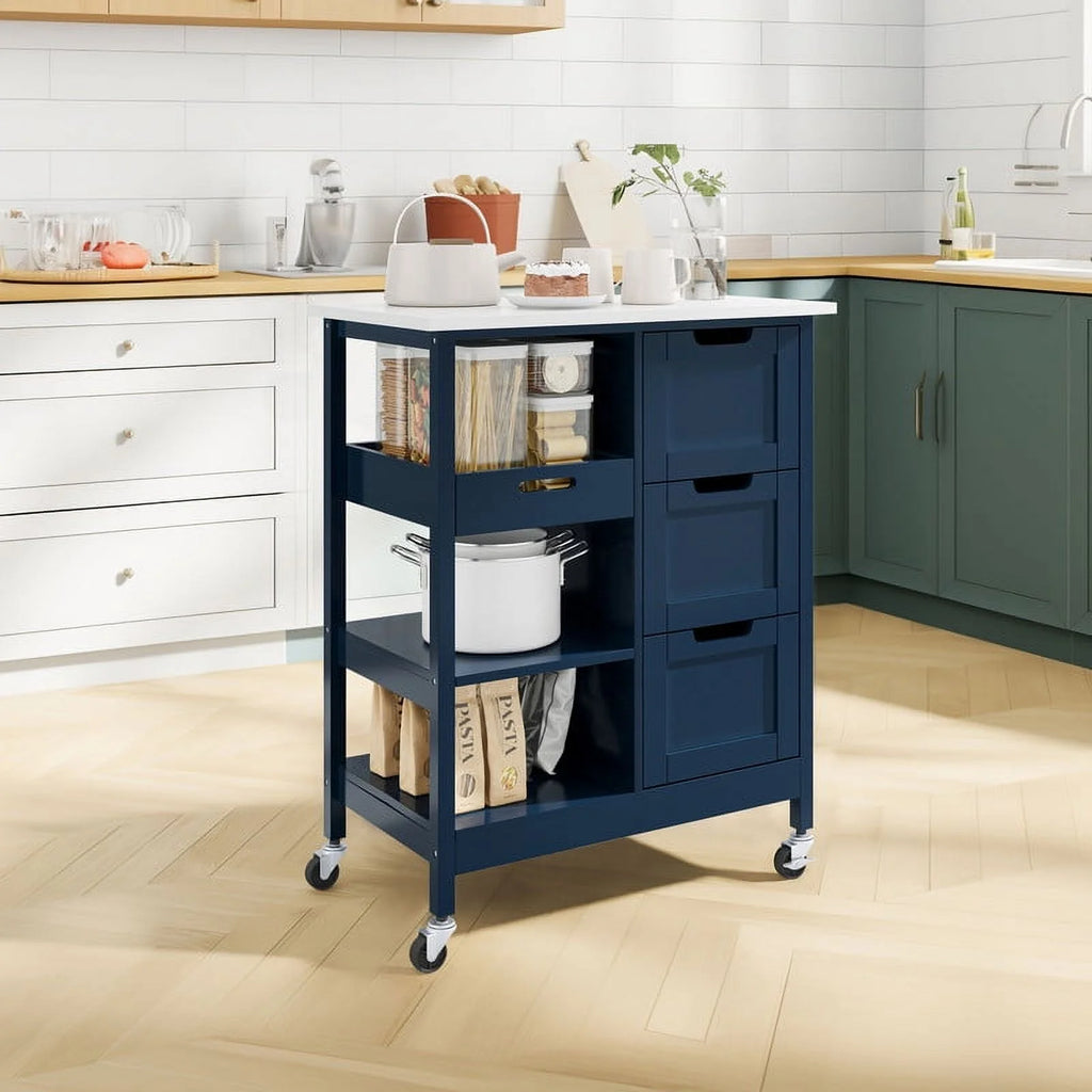 3 Tier Rolling Kitchen Island Cart with Storage W552548