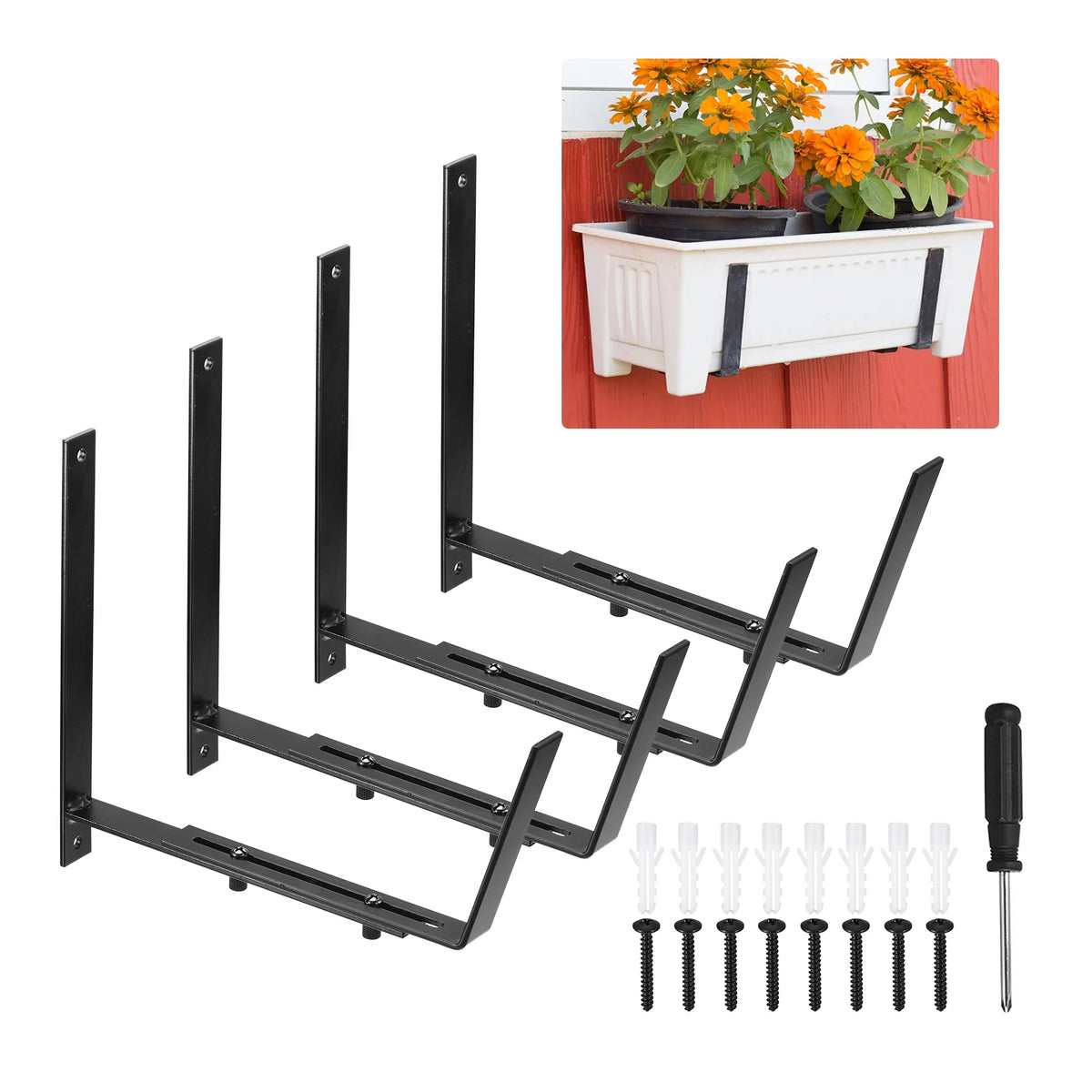 Adjustable Window Planter Box Brackets 4 PCS B7352