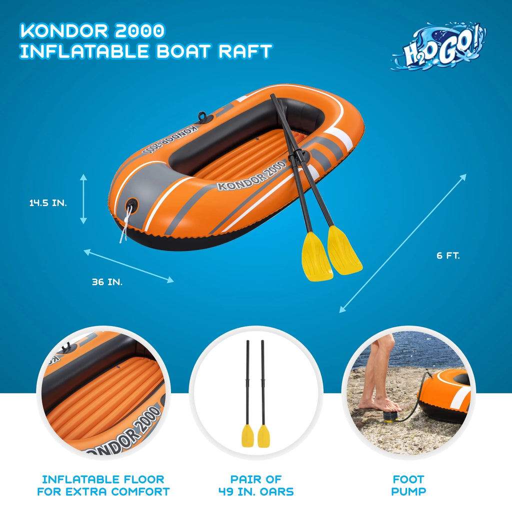 Inflatable Raft Set with Oars and Pump 2 Pack W80557