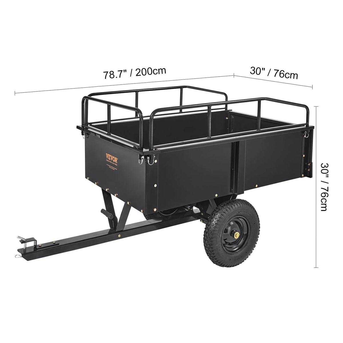 750 lbs 15 Cu. Ft Steel Utility Trailer with Removable Sides Q475