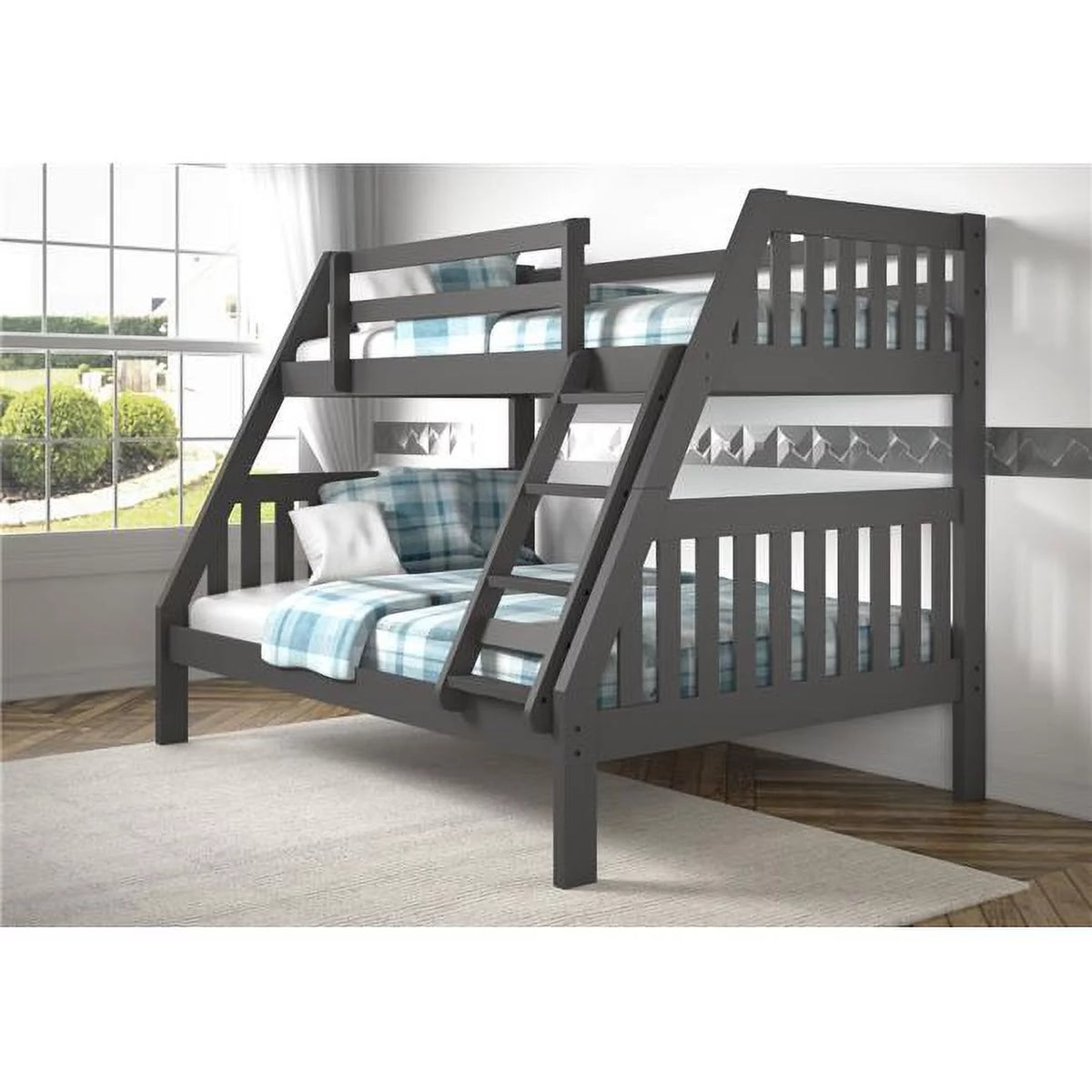 Twin Over Full Bunk Bed Dark Grey P196820