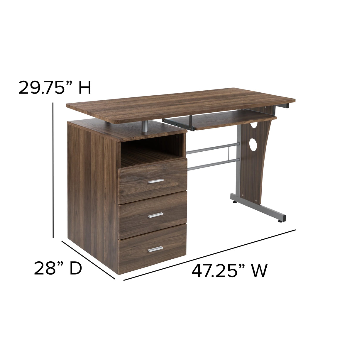 Rustic Walnut Desk with Three Drawer P162584