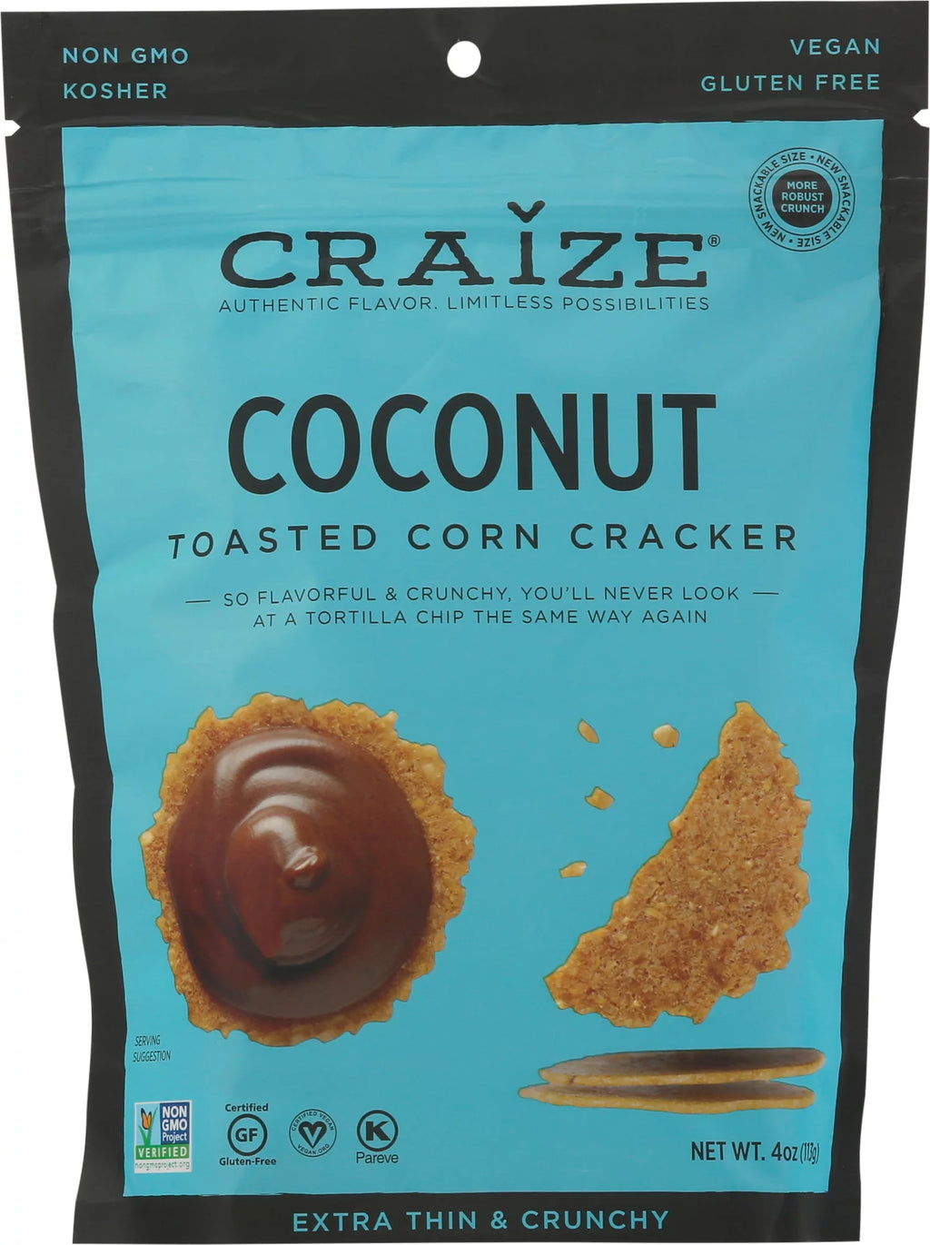 Extra Thin Toasted Corn Crisps Vegan Gluten Free 3 Pack Coconut F316