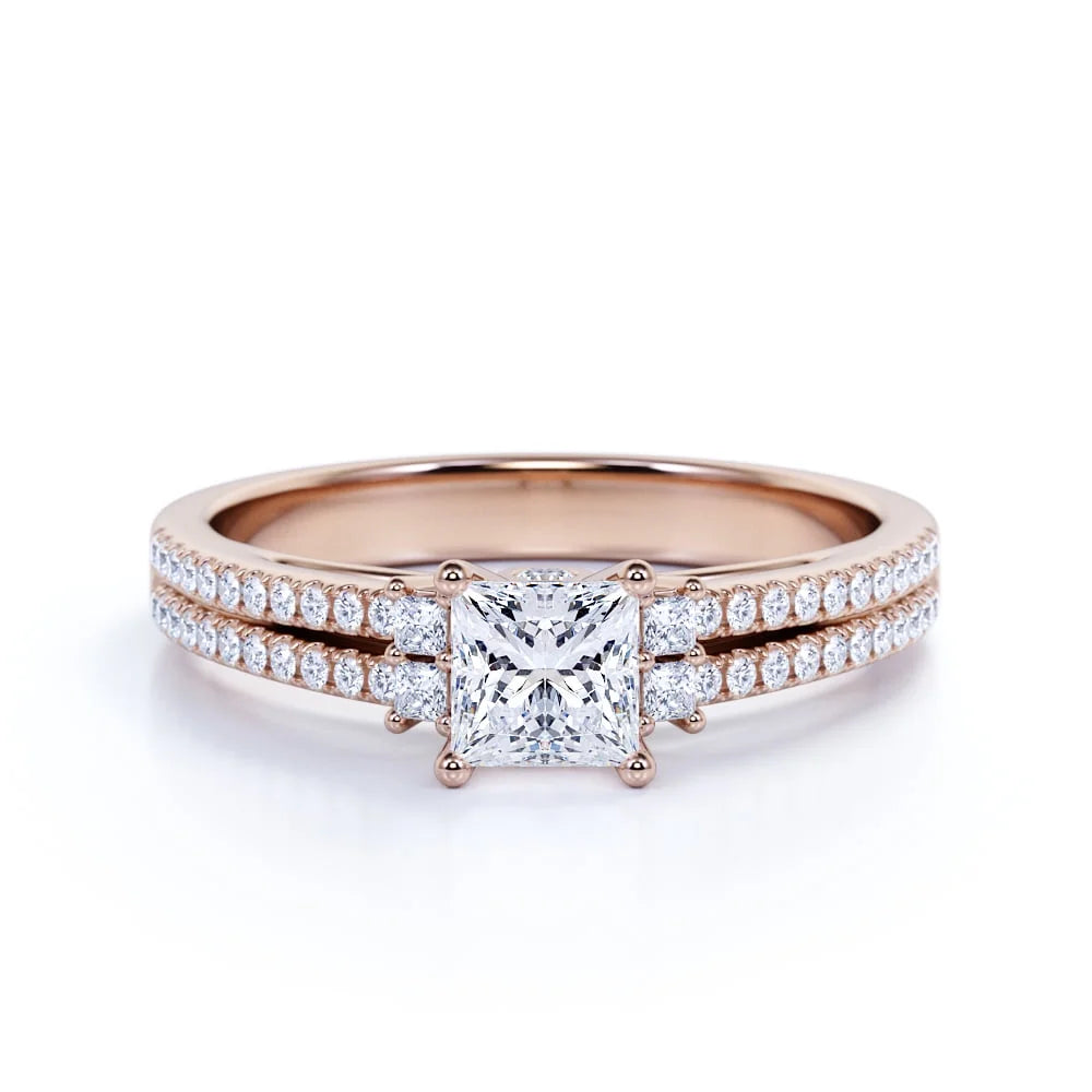 14K Rose Gold Princess Cut Lab Grown Diamond Ring R496506