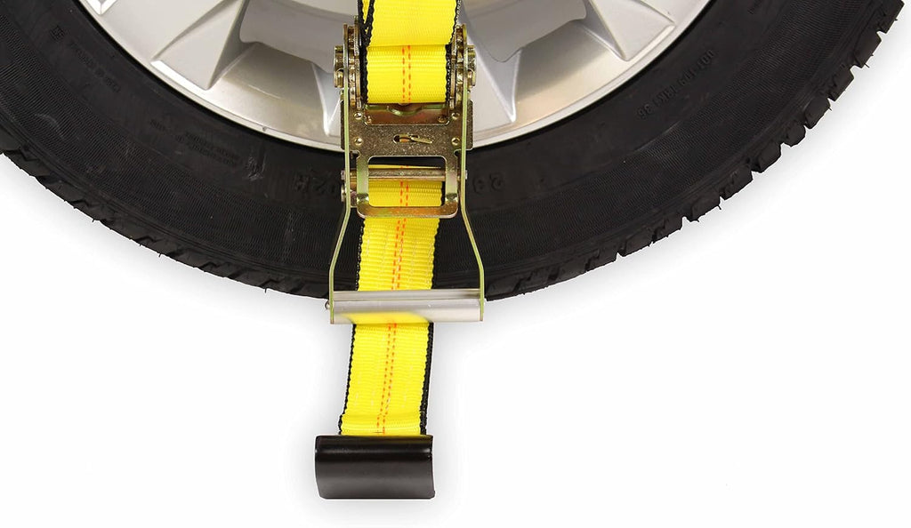 4 Pack Car Wheel Lasso Straps with Flat Hook and Ratchet C1745