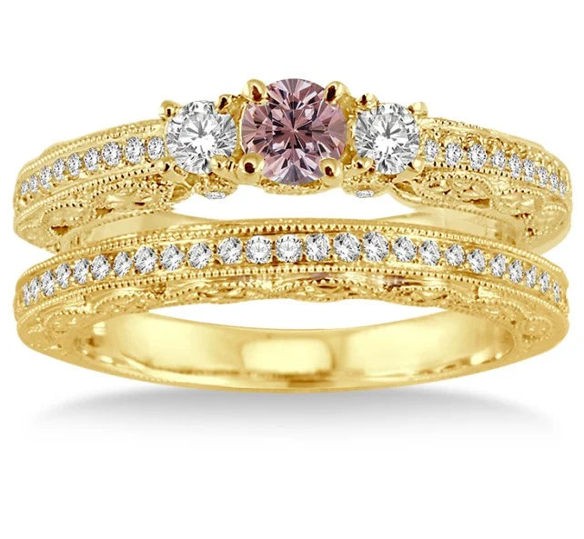 Antique Milgrain Bridal Set on 10k Yellow Gold M446110
