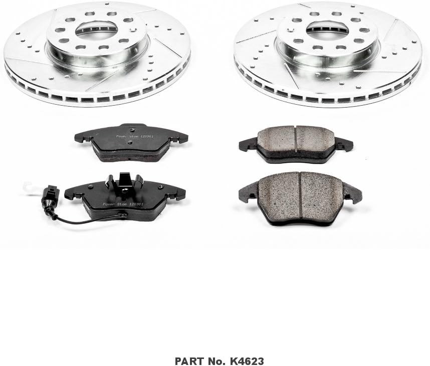 Front Z23 Carbon Fiber Brake Pads with Drilled & Slotted Brake Rotors Kit T725367