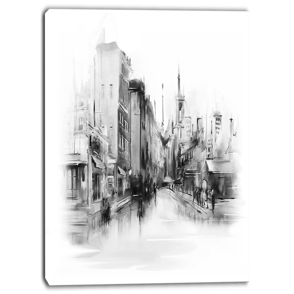 Black and White Cityscape Canvas Art D300118