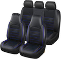 Blue PU Leather Car Seat Covers Full Set Pack of 2 I4920