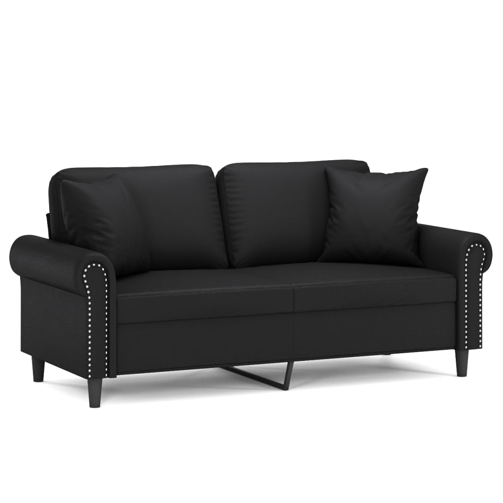 Black 55.1" Faux Leather 2-Seater Sofa M408