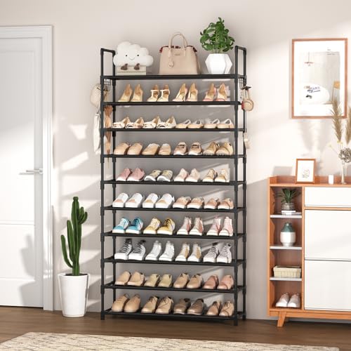 10 Tiers 50 Pairs Black Metal Shoe Rack M57903