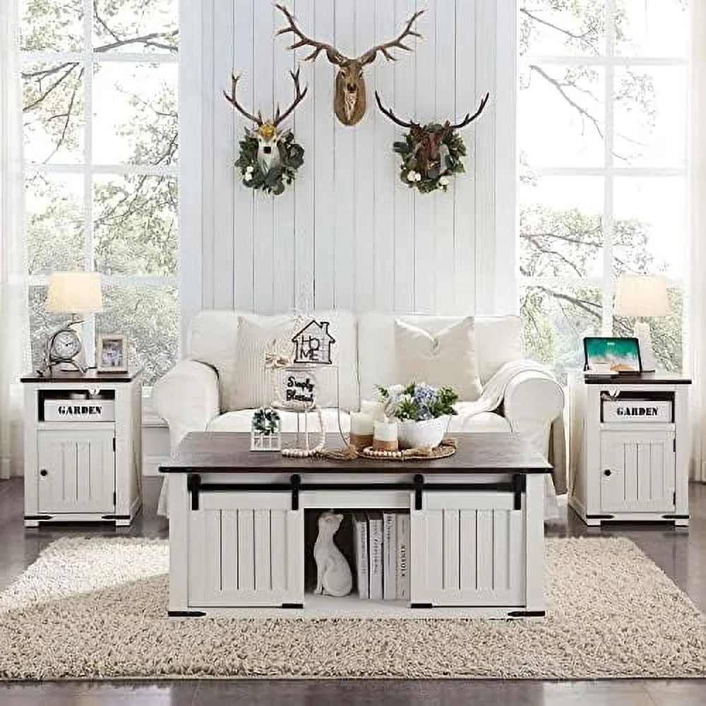 20" Farmhouse End Table with Charging Station B21495
