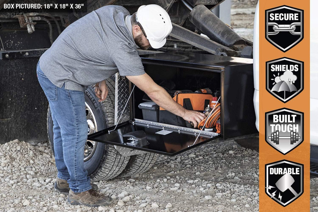 Black Steel Underbody Truck Box with T-Handle Latch, 18 x 18 x 36 Inch I813407