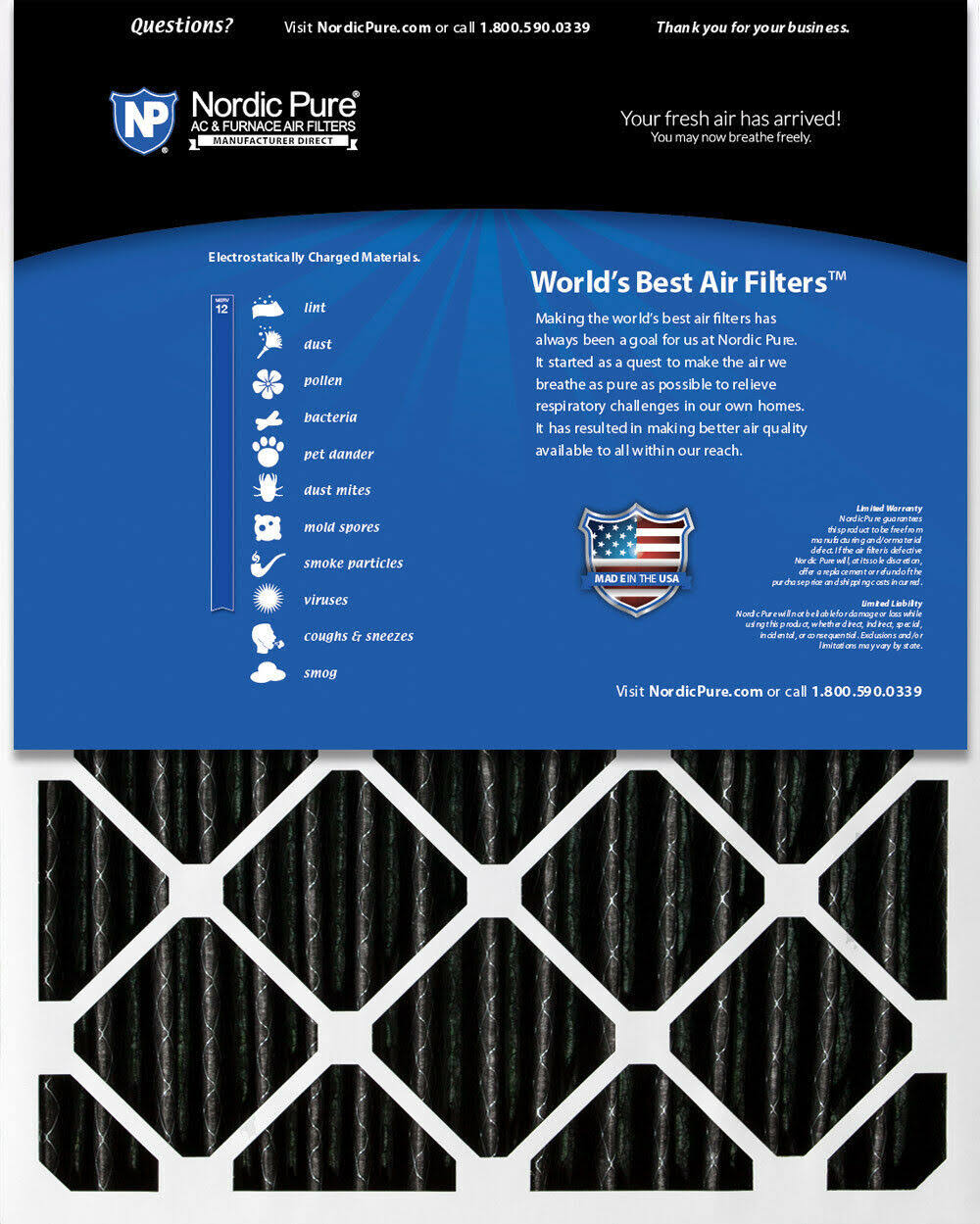 20x25x4 MERV 12 Pleated Carbon Air Filters 6 Pack K9242